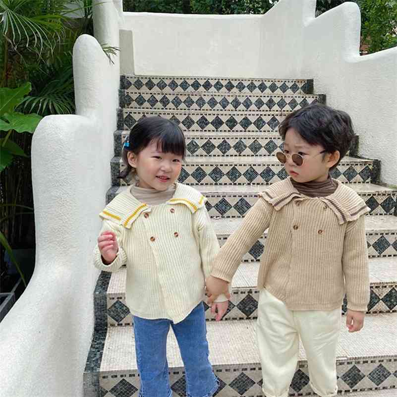 Korean style boys girls casual sailor collar cardigans children knitting 2 colors sweaters 210708, Coffee
Korean style boys girls casual sailor collar cardigans children knitting 2 colors sweaters 210708, Coffee