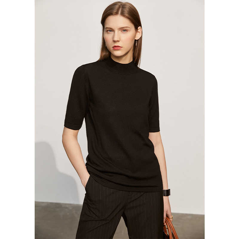 Minimalism Spring Women's Sweater Causal 100%wool Solid Turtleneck Slim Fit Female Knitted Pullover Women Tops 12140317 210527