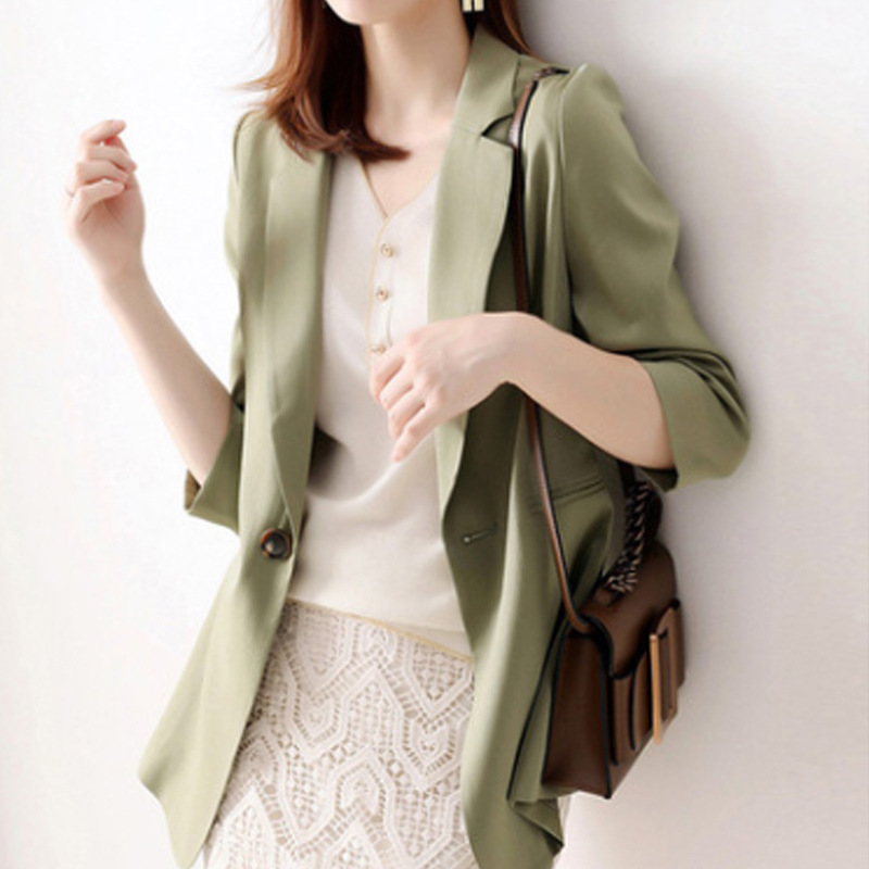 Spring Elegant Office Lady Thin Tailored Coats Casual Loose Soft Silm Jakets Fashion All-match Women Tops Clothing 210525