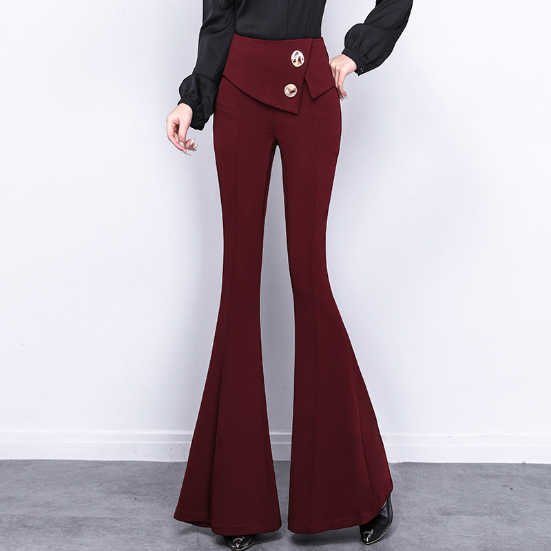 Pants & Capris Slim High Waist Plus Size Black Mermaid Flare Pant Women Wild Vintage Fashion Style Pantalones De Mujer 210429