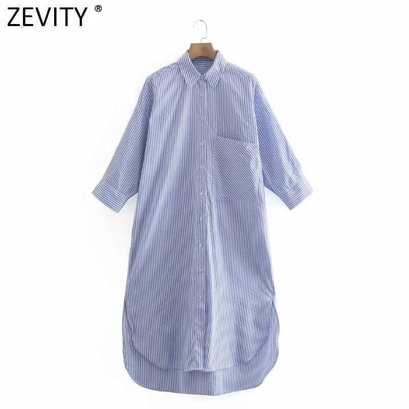 Zevity Women Fashion Single Pocket Striped Print Side Split Casual Shirt Dress Office Ladies Chic Loose Straight Vestido DS8229 210603, As pic ds8229ld
Zevity Women Fashion Single Pocket Striped Print Side Split Casual Shirt Dress Office Ladies Chic Loose Straight Vestido DS8229 210603, As pic ds8229ld