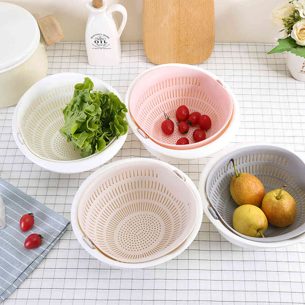 Portable and removable double layer fruit and vegetables clean basket sink filter kitchen