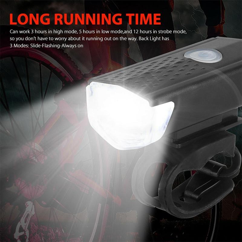 Bike Lights Bicycle Light USB LED Rechargeable Set Mountain Cycle Front Back Headlight Lamp Accessories
