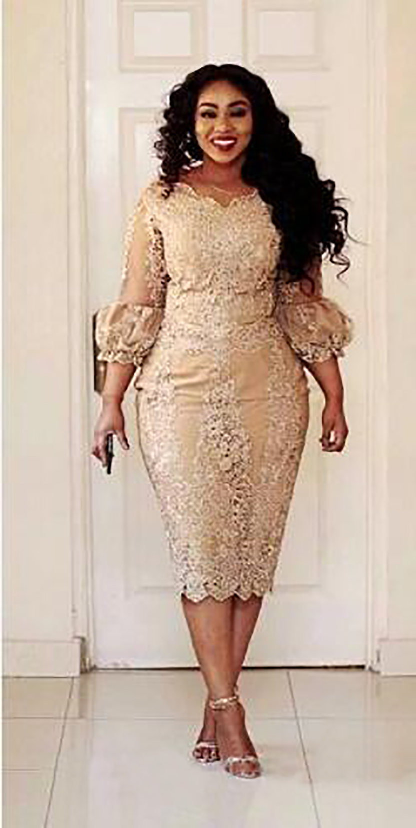 Lace Champagne Short The Bride Dresses Plus Size Tea Length Long Sleeve Sheath Mother Of Groom Gowns M