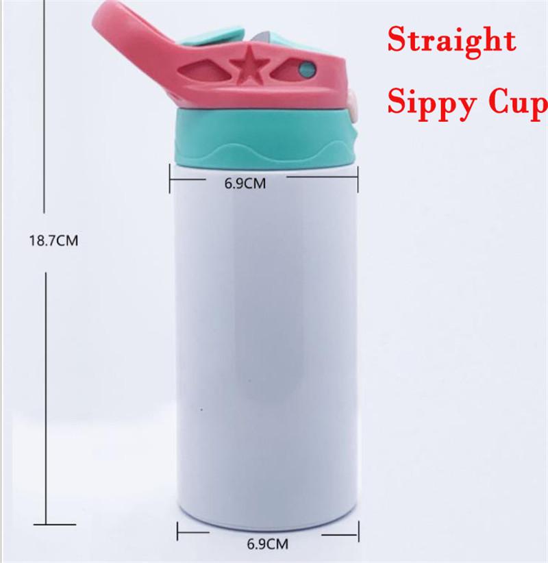 5 Colors 12oz Water Bottle Sublimation Children Straight Sippy Cup Mugs Stainless Steel Insulated Kids Home Travel Portable Mug
