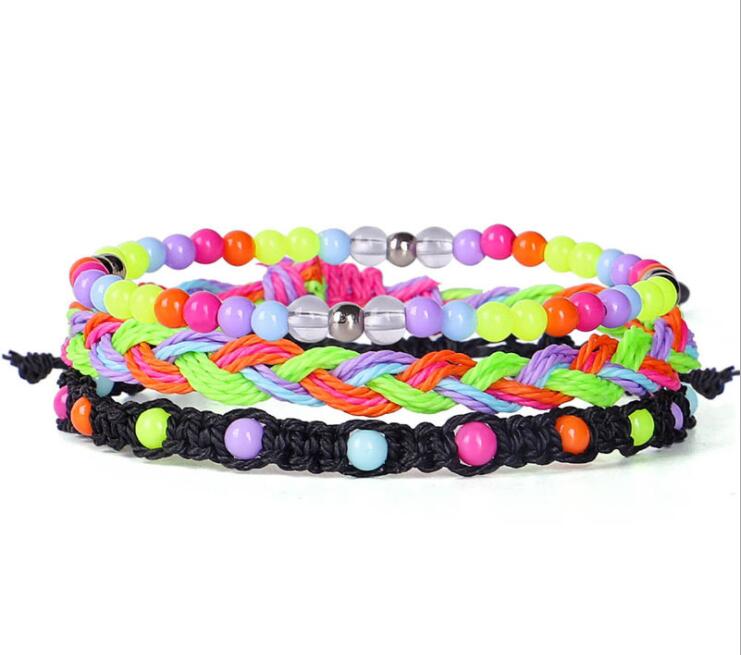 Women's new suit bracelet 3-piece hand-woven wax thread color beaded bohemian bracelet GC449