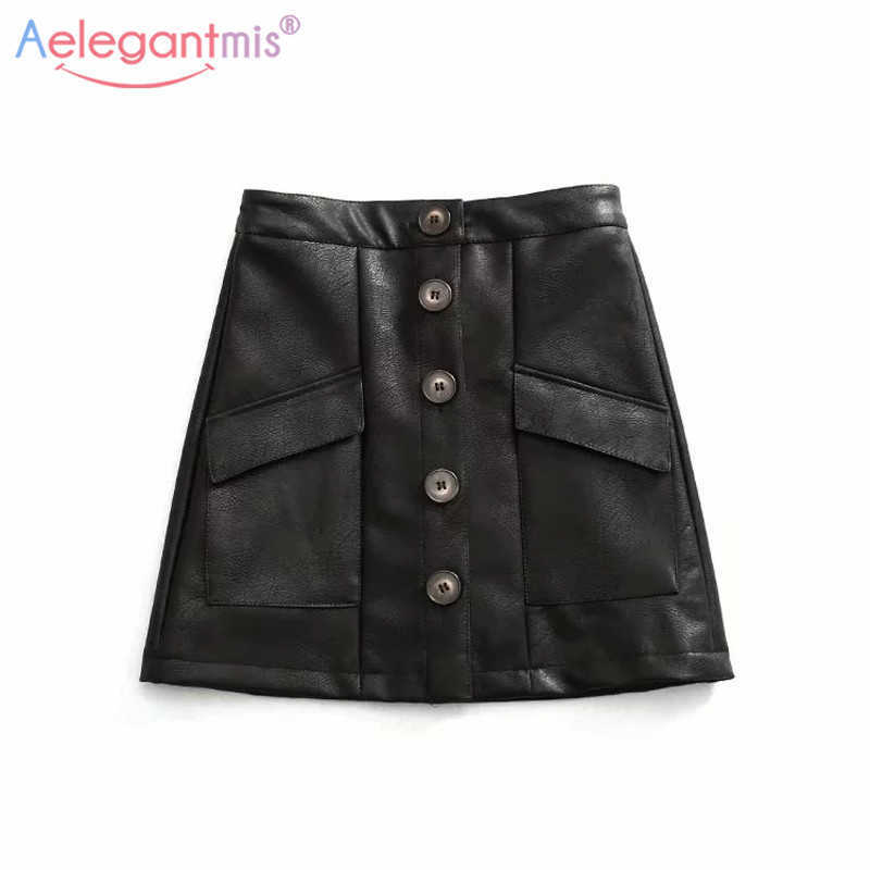 Aelegantmis Spring Summer Casual Pu Leather Skirt Women High Waist Single Breasted Mini Short Ladies Elegant A-line 210607, Black
Aelegantmis Spring Summer Casual Pu Leather Skirt Women High Waist Single Breasted Mini Short Ladies Elegant A-line 210607, Black