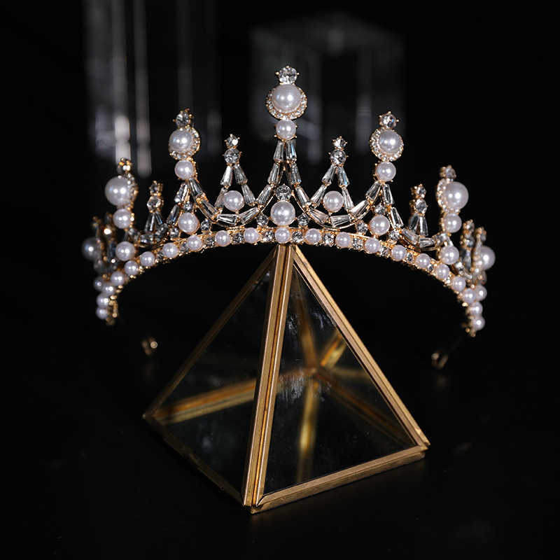 Rhinestone Crystal Tiara Diadem Queen Crown Princess Tiaras Bridal Hair Jewelry Party Wedding Hair Accessories Women Headpiece X0726