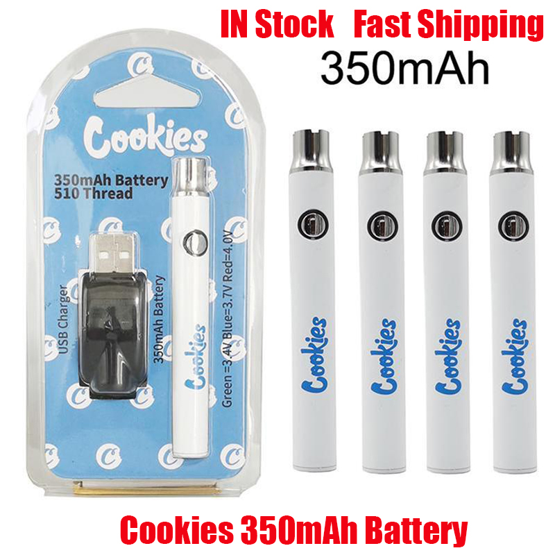 Cookies Batteries Disposable Battery Variable Thread Preheat VV Charger Voltage 350mAh For 510 Kit Thick Oil Vape Blister Stick Pen Car Slwm от DHgate WW