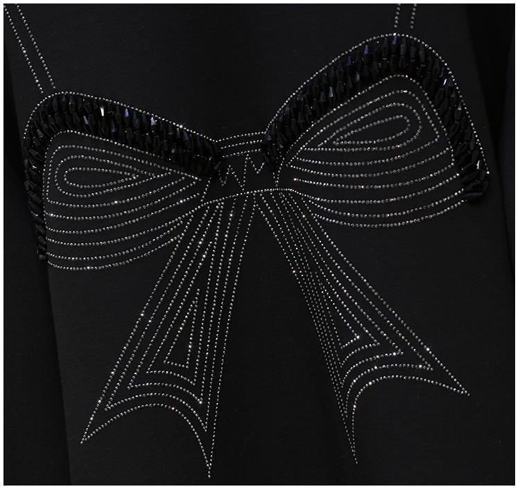 Nomikuma Korean Beads Diamonds Bowknot Pullover Sweatshirt Ruffle Patchwork Long Sleeve Hoodies Autumn Medium-long Jumper 6C726 210427