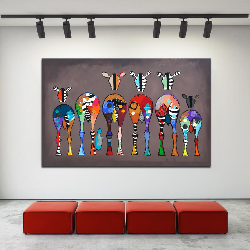 Wall Posters Canvas Painting Six Zebras Pictures For Living Room Abstract Colorful Animal Art Wall Art Prints Unframe