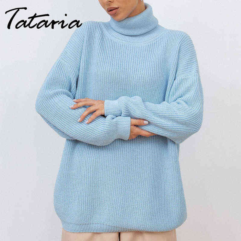 Oversize Turtleneck Autumn Winter Long Sweaters for Women Fashion Black Classic Pull Vintage Femme Knit Top Woman Jumper 211109