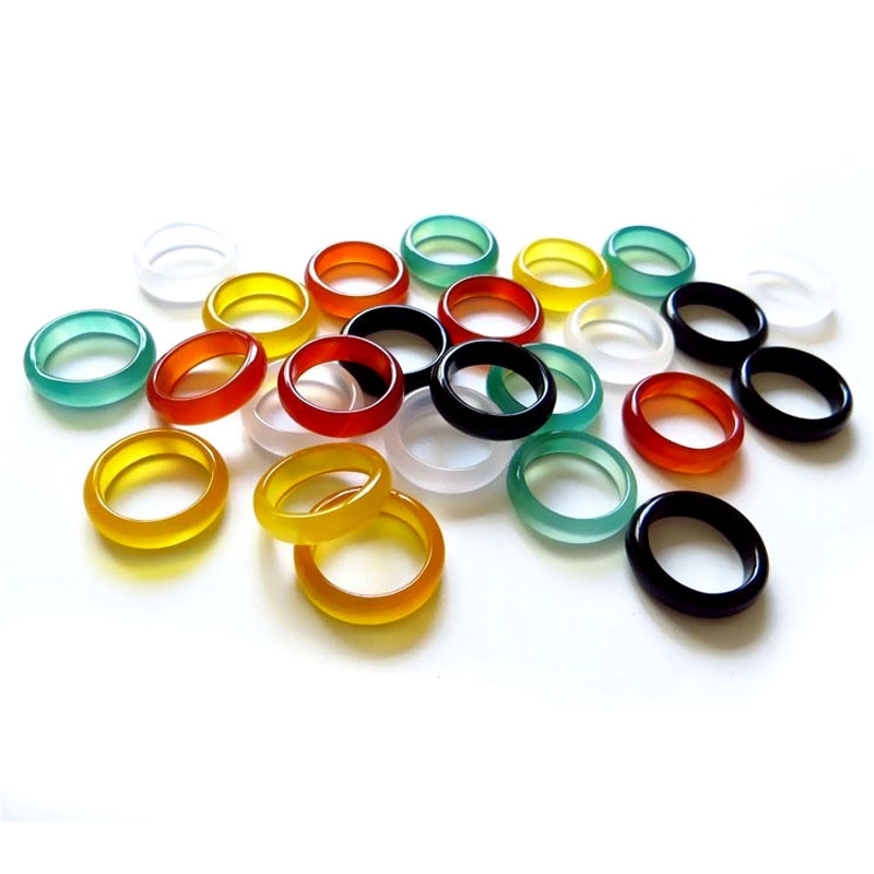 Colorful Agate Stone Band Rings For Women Men Friend Fashion Party Club Decor Fashion Energy Jewelry