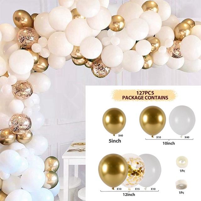 Party Decoration 121pcs Balloon Garland Arch Kit Chrome Gold Black Balloons Latex Globos Wedding Hawaiian Birthday Decorations