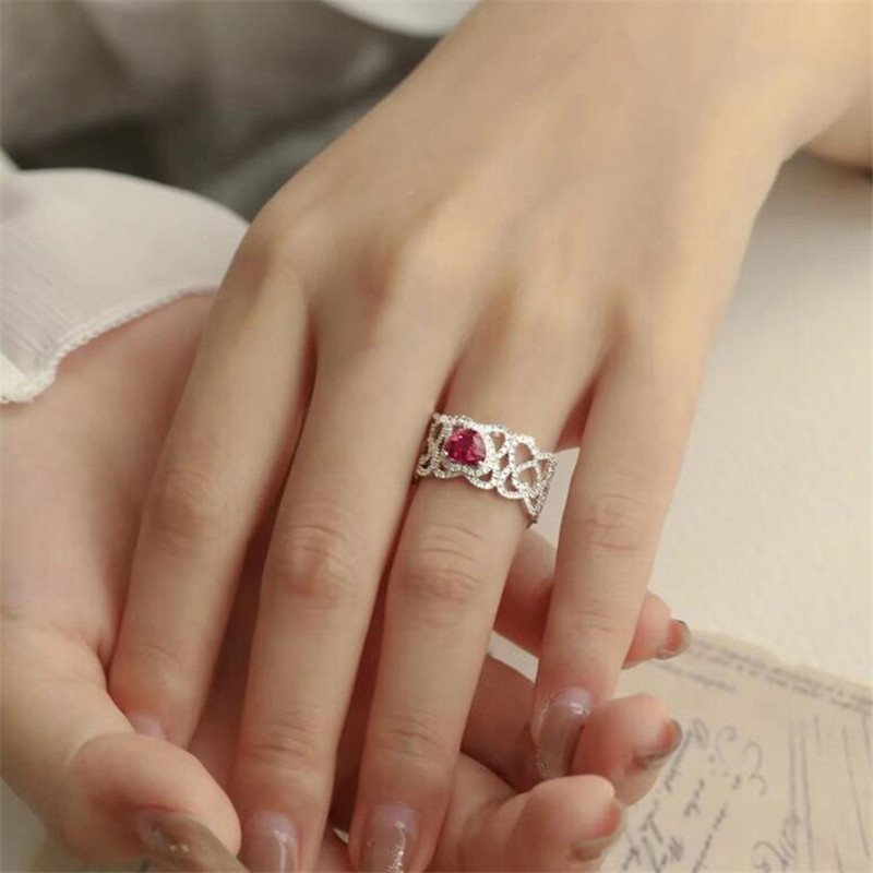 Unique Wedding Rings: Sterg Sier Pear Cut Red Garnet CZ Eternity Women Engagement Band