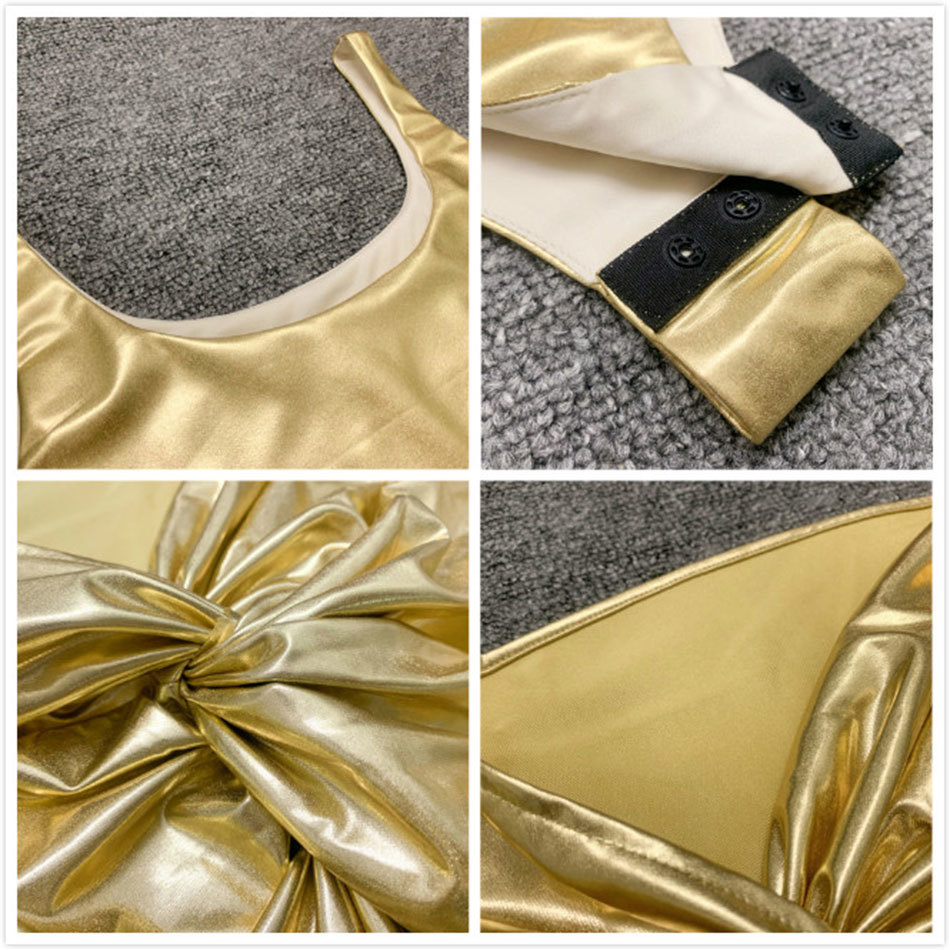 Free Gold Layer Sexy Dress Sleeveless Hollow Open Back Split Bodycon Club Celebrity Party Vestidos 210524