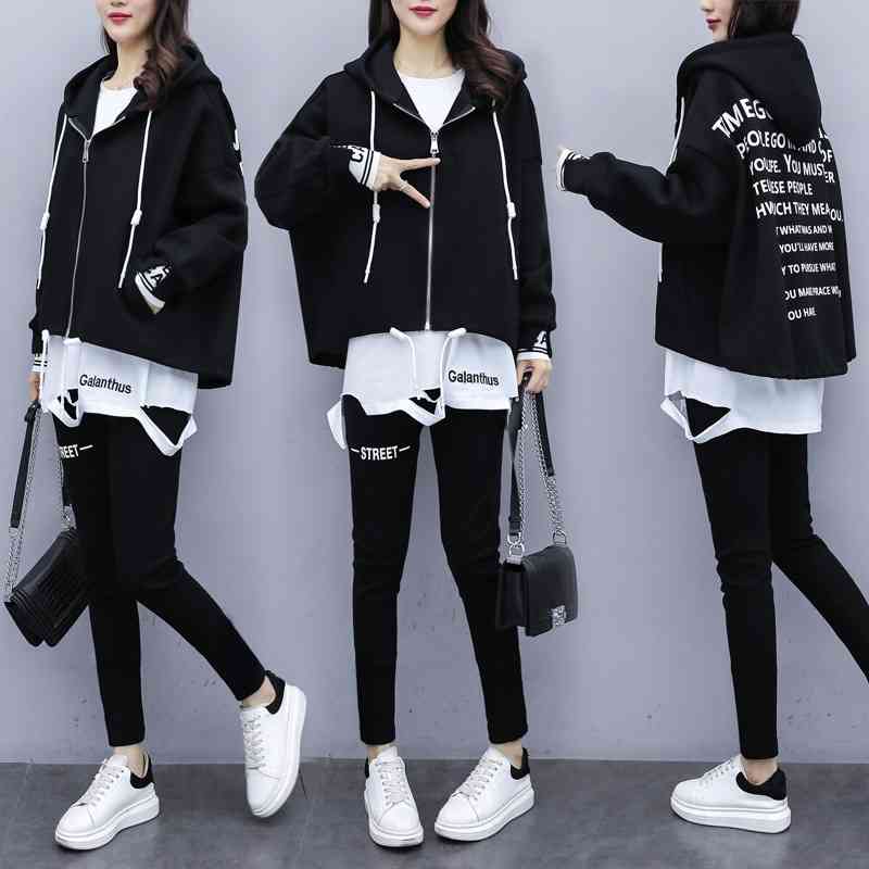 2021 sports suit women's spring autumn tide br loose and thin sweater running leisure fashion three piece set, Gray
2021 sports suit women's spring autumn tide br loose and thin sweater running leisure fashion three piece set, Gray