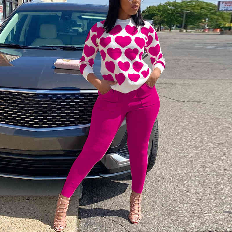 Sweatshirt 2 Piece Set Women Clothes Autumn Winter Crop Top + Slim Pants Sweat Suit Two Piece Vocation Outfit Matching Set 210515