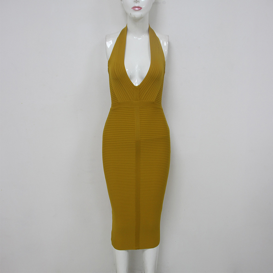 Women Bandage Dress Rayon Sleeveless Summer Arrivals Sexy Deep v Neck Vestido Bodycon Club Party 210524