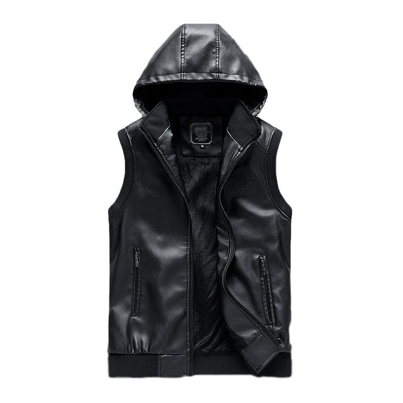 Idopy Winter Warm Men`s Biker Faux Leather Waistcoat With Hood Fleece PU Sleeveless Jacket Hoodie Zippers Men's Fur &, Black 
Idopy Winter Warm Men`s Biker Faux Leather Waistcoat With Hood Fleece PU Sleeveless Jacket Hoodie Zippers Men's Fur &, Black