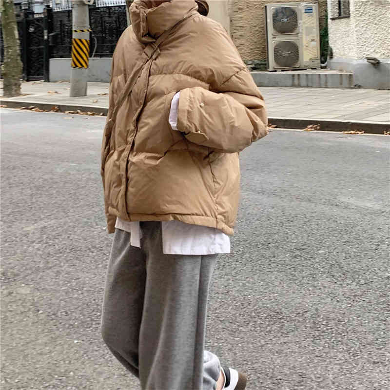 OL Autumn Winter Jacket Women Bread Clothes Casual Elegant Warm Coat Solid Loose Outwear Parkas Female with Bag 210421