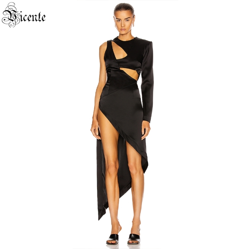 Ladies Dress Celebrity Party Decoration Cocktail Black Hollow One-shoulder Long Satin 210520
Ladies Dress Celebrity Party Decoration Cocktail Black Hollow One-shoulder Long Satin 210520
