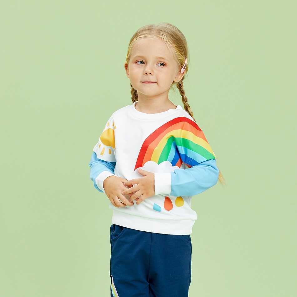 Baby / Toddler Cute Sun Rainbow Print Long-sleeve Pullover 210528