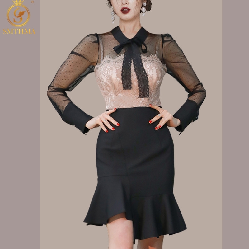 Fashion Spring Dress Women Long Sleeve Lace Patchwork Ruffles Hollow Vintage Asymmetrical Mermaid 210520, Picture color
Fashion Spring Dress Women Long Sleeve Lace Patchwork Ruffles Hollow Vintage Asymmetrical Mermaid 210520, Picture color