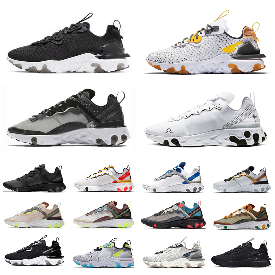 React vision 87 55 mens running shoes Black Iridescent White Vast Grey Honeycomb Worldwide Schematic Tour Yellow Sail 55s 87s men women trainers sports sneakers