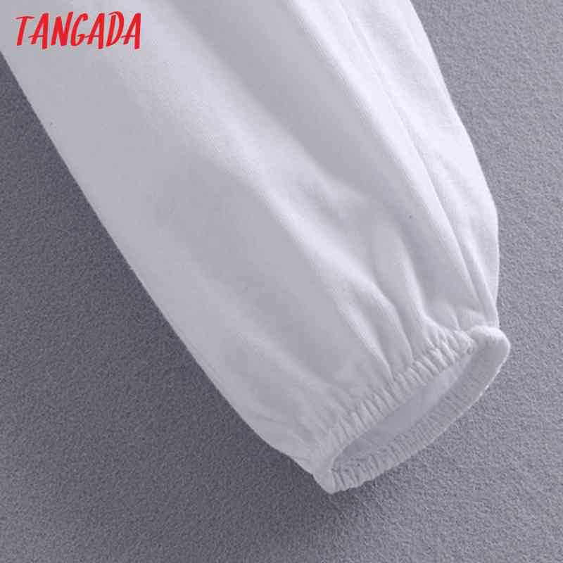 Women Retro White Oversize Collar Long Sleeve Chic Female Short Blouse Shirt Tops 3H86 210416