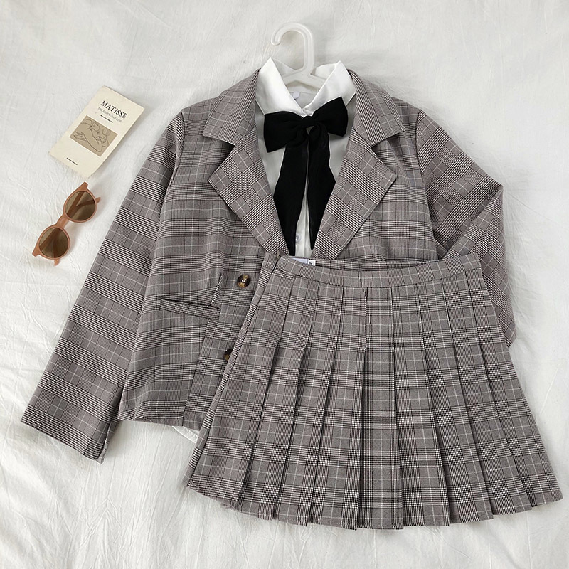 Women Two pieces Suit set Japan plaid JK jacket pleated skirts two pcs Outfits For Spring 210518, Shirts
Women Two pieces Suit set Japan plaid JK jacket pleated skirts two pcs Outfits For Spring 210518, Shirts