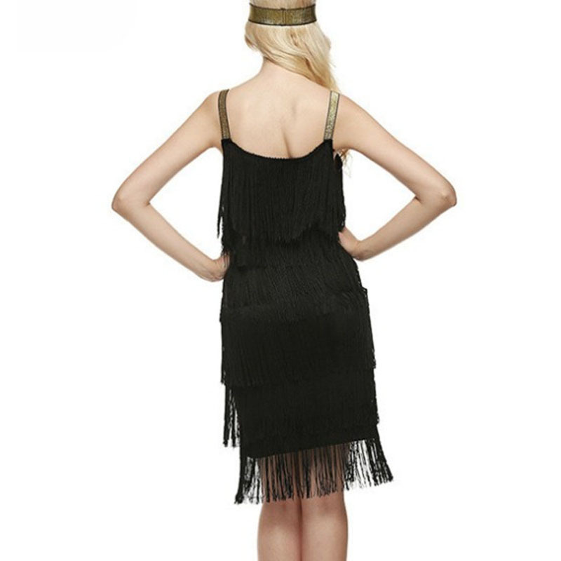 Tassel Dress Women Sexy Summer Flapper Beach Dress Strap Low Cut Black Silver White Short Fringe Party Dresses A-005 210409
