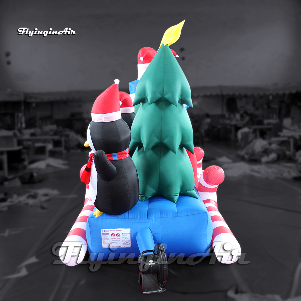 Customized Xmas Character Inflatable Santa Claus Delivering Gifts In A Sleigh Pulled By Reindeers For Christmas Eve Decoration