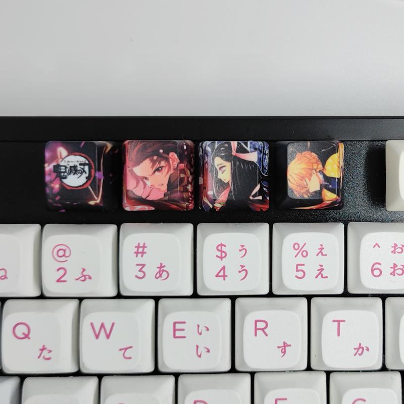 Keyboards Japanese Anime Demon Slayer Tanjirou Nezuko Zenitsu Design Keycaps Sublimation PBT For Cherry Switch Mechanical Keyboard