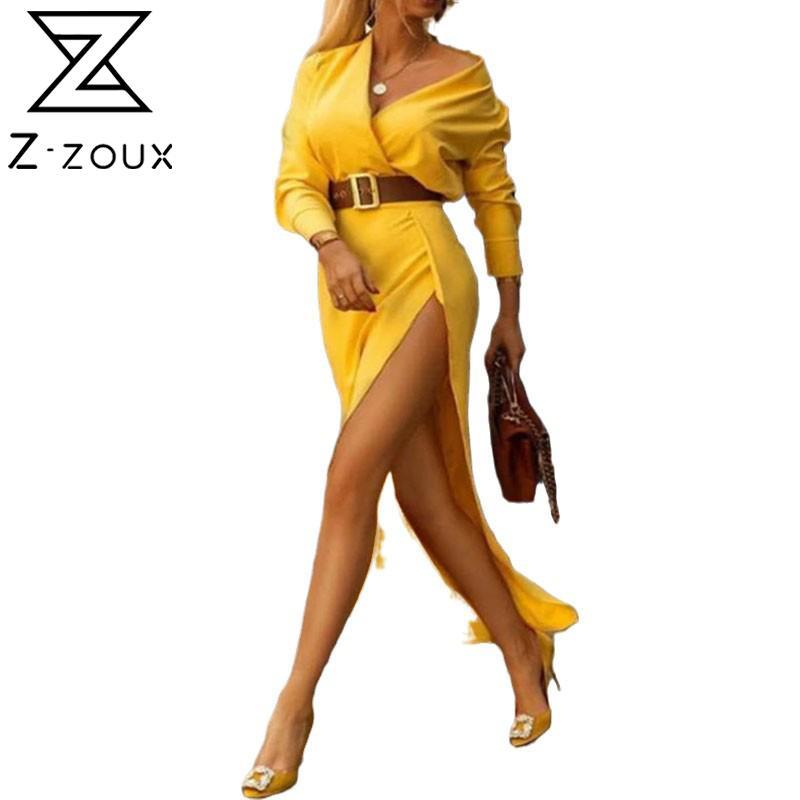 Women Dress Solid Temperament Ladies es High Waisted Irregular Split Sexy V Neck Long Sleeve es 210524, Yellow
Women Dress Solid Temperament Ladies es High Waisted Irregular Split Sexy V Neck Long Sleeve es 210524, Yellow