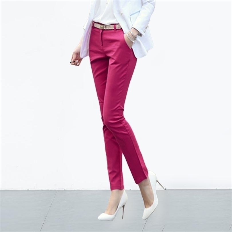 S4XL Big Size Womens formal office Pencil Pants Elegant Ladies Office Work Casual Elastic Cotton Trouser 211124Z