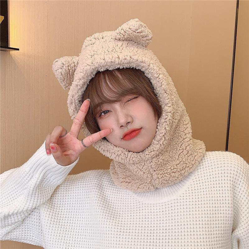 Beanies Fashion Solid Color Winter Cute Bear Ears Warm Hat Windproof Neck Scarf Cap Student Women Wool Present Accessories
Beanies Fashion Solid Color Winter Cute Bear Ears Warm Hat Windproof Neck Scarf Cap Student Women Wool Present Accessories