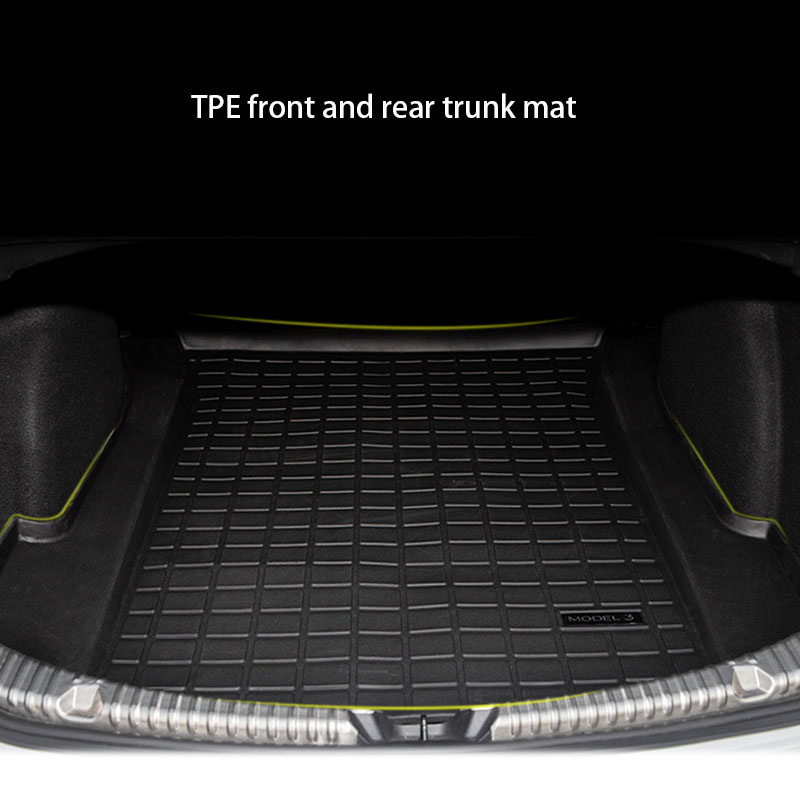 Car TPE Rubber Rear Trunk Storage Mat Front Box Mats for Tesla Model 3 2021 Floor Waterproof Tasteless Protective Pads 3PCS