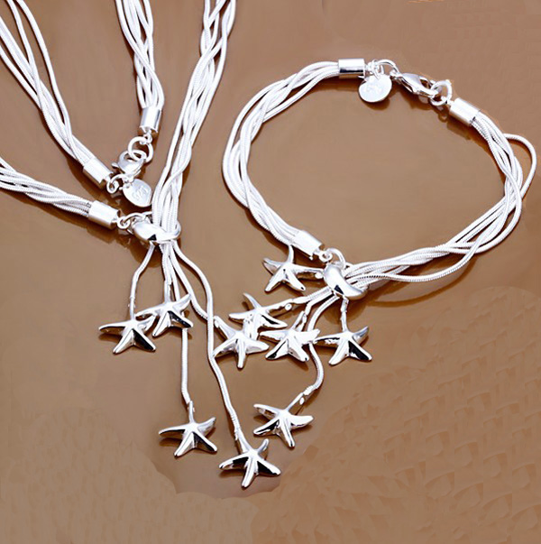 Classical Women Jewelry Sets 925 Sterling Silver 5pcs Sea-Stars Necklace & Bracelet Fashion Costume Set Necklaces Bracelets
Classical Women Jewelry Sets 925 Sterling Silver 5pcs Sea-Stars Necklace & Bracelet Fashion Costume Set Necklaces Bracelets