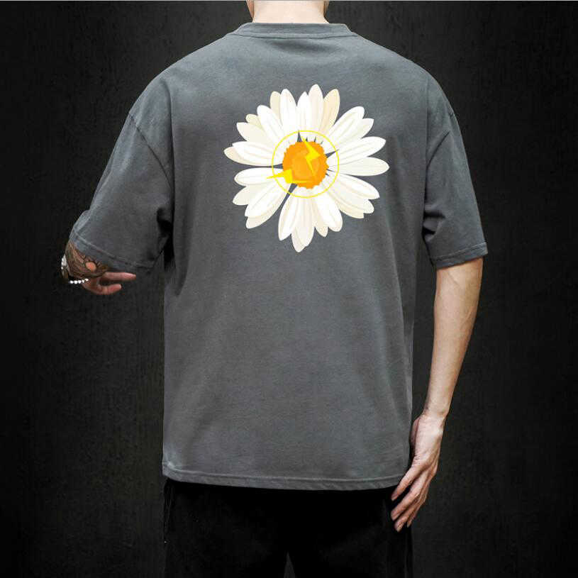 LIFENWENNA Casual T Shirts Summer Flower Print Top Tees Mens Hip Hop Short Sleeve Streetwear Fashion Harajuku Male Tshirt 210629