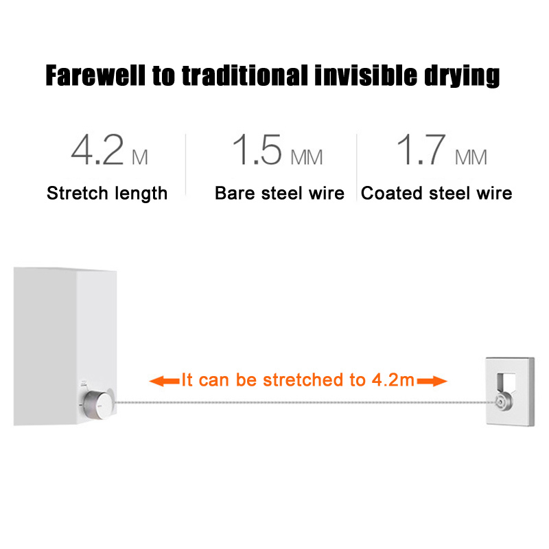 Extendable Clothes Hangers Retractable Clothesline 4.2 Metre Clothes Line Indoor Outdoor Laundry Dryer Rack Clothes Line