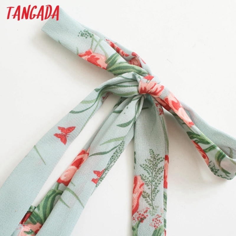 Summer Fashion Women Floral Print Chiffon Arrival Bow Strap Ladies Long Dress Vestidos 3D10 210416