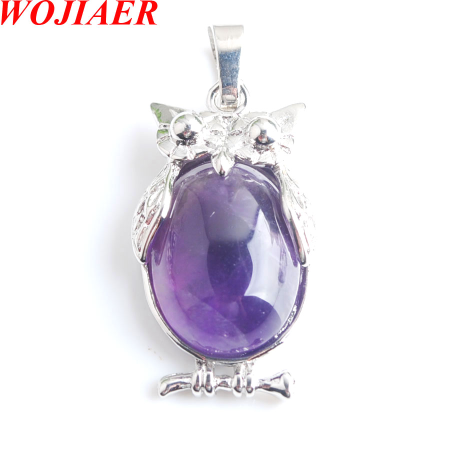 WOJIAER Eagle Animal Pendants Girl Chakra Reiki Natural Lapis Lazuli Oval Convex Gem Stone Beads Women Necklaces Jewelry BM900