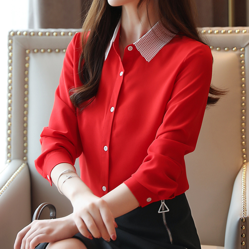 womens tops and blouses blusas mujer de moda autumn woman blouses shirts long sleeve Office Lady chiffon shirts 6102 50 210417