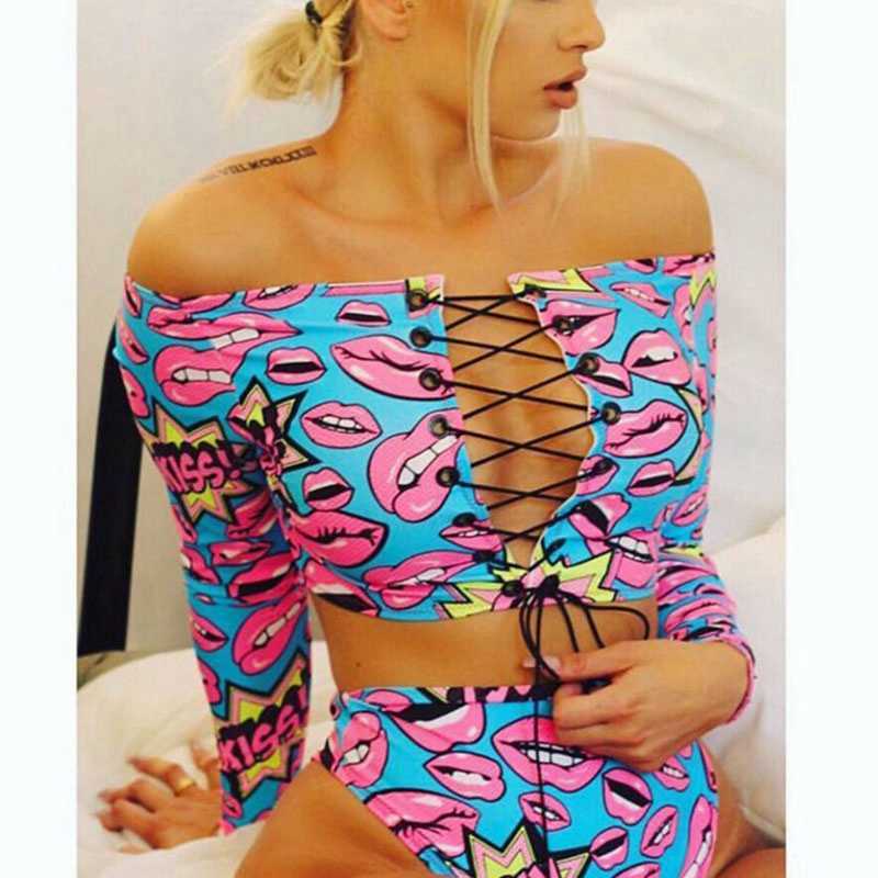 Bikini Push Up Brasileño Long Sleeve Thong Swimwear Bandage Plus Size Tankini Swimsuit Women 2 Pieces High Waist 210625