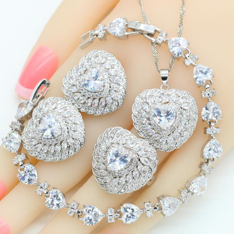 Earrings & Necklace Heart Shape White Zirconia Silver Color Wedding Jewelry Sets For Women Pendant Bracelets Stud Rings Gift Box, As pic
Earrings & Necklace Heart Shape White Zirconia Silver Color Wedding Jewelry Sets For Women Pendant Bracelets Stud Rings Gift Box, As pic