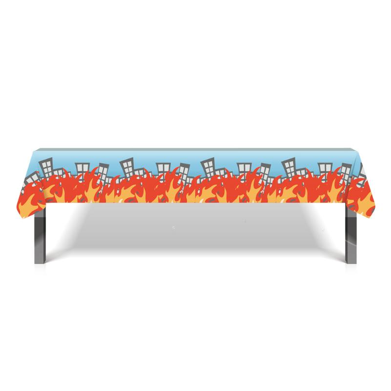 

Party Decoration 130*220cm Happy Birthday Cool Fireman Tablecloth Favors Cartoon Firefighter Disposable Tablecover Kids Decorations