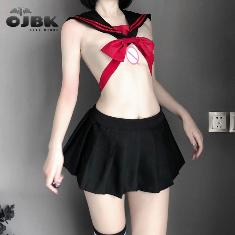 OJBK Sexy Young School Girl Backless Cosplay Costumes WIth Red Bowknot Temptation Sailor Top and Mini Skirt Set 2021 New Fashion
OJBK Sexy Young School Girl Backless Cosplay Costumes WIth Red Bowknot Temptation Sailor Top and Mini Skirt Set 2021 New Fashion