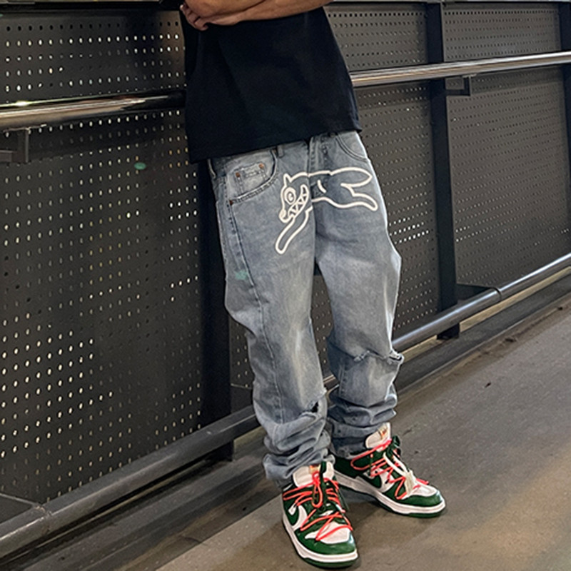 Hole Flying Straight Light Blue Mens Denim Trousers Style Washed Ripped Casual Baggy Jeans Pants Oversize
Hole Flying Straight Light Blue Mens Denim Trousers Style Washed Ripped Casual Baggy Jeans Pants Oversize
