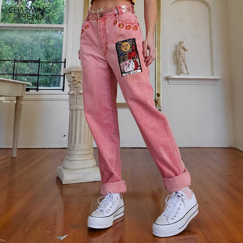 Vintage Pink Womens Jeans Pants Mid-waist Sun Star Pattern Young Girl Denim Trousers Summer Autumn Female Cute Jeans Cartoon 210616, Pink jeans
Vintage Pink Womens Jeans Pants Mid-waist Sun Star Pattern Young Girl Denim Trousers Summer Autumn Female Cute Jeans Cartoon 210616, Pink jeans